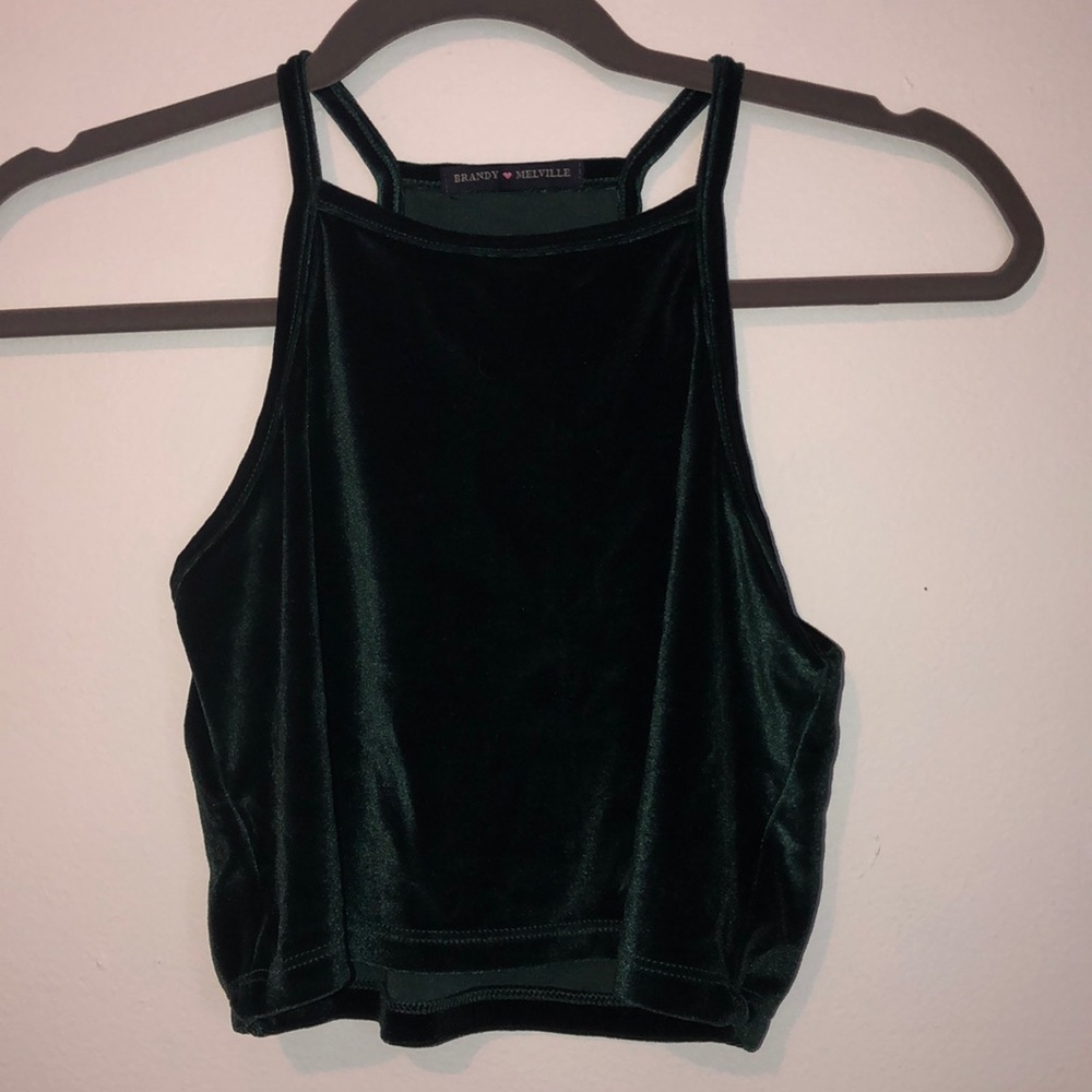 Green velvet crop top